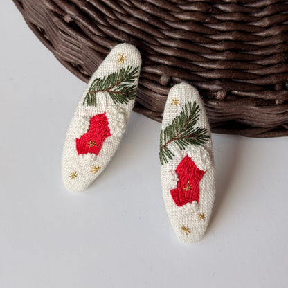 MOLLETTA CALZA DI NATALE SU LINO PANNA