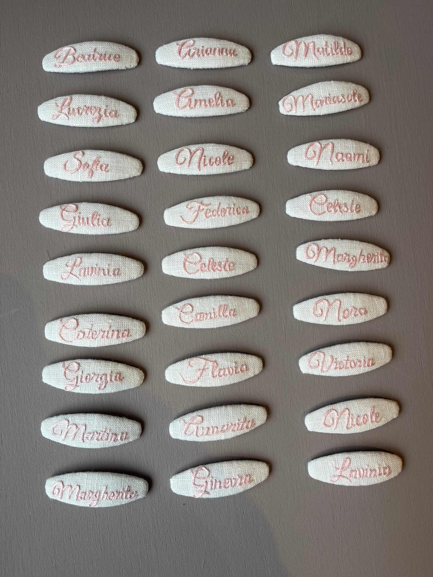 MOLLETTA CON NOME LINO PANNA RICAMO ROSA