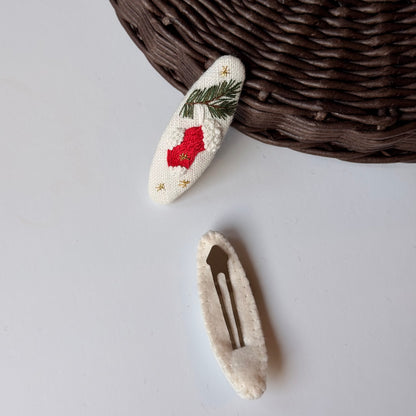 MOLLETTA CALZA DI NATALE SU LINO PANNA