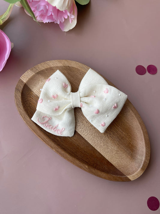 FIOCCO CUORICINI PANNA E ROSA