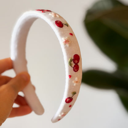 CERCHIETTO CILIEGIE E FIORI BIANCO