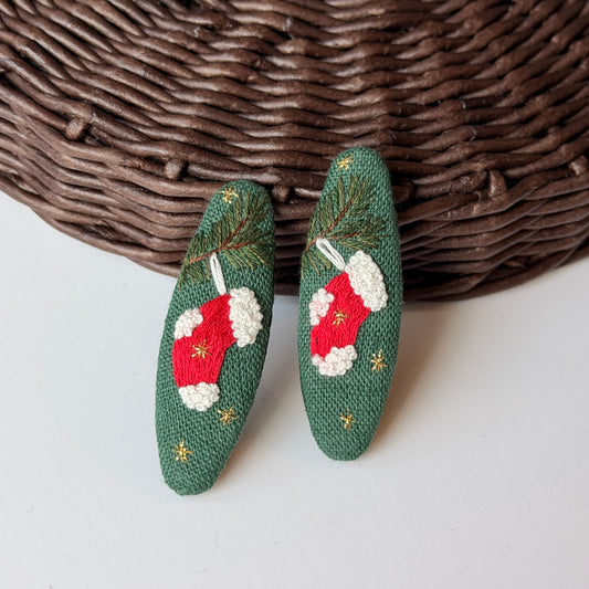 MOLLETTA CALZA DI NATALE SU LINO VERDE